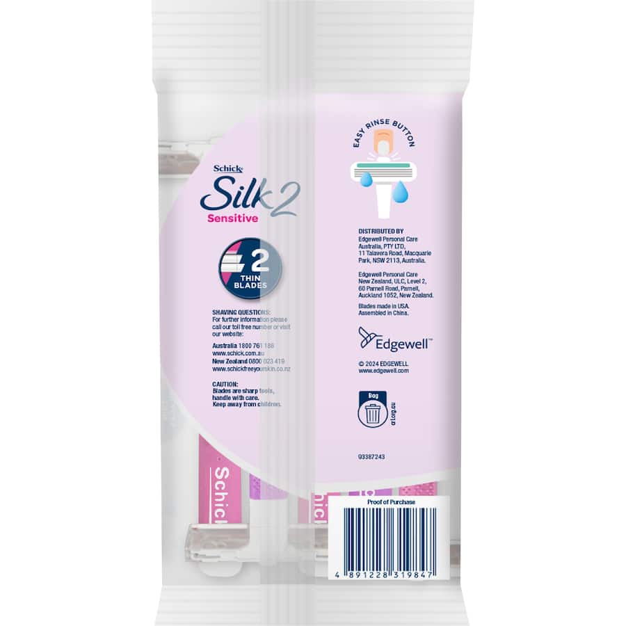 Schick Silk 2 Razor Sensitive Disposables 5 pack