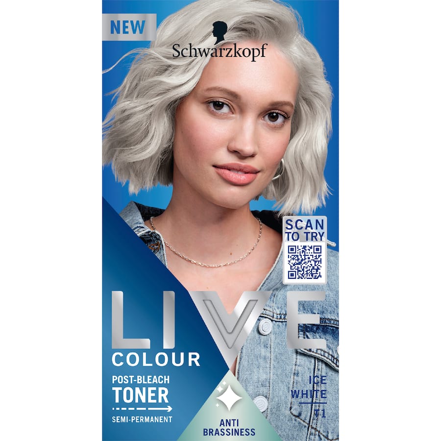 Schwarzkopf Live Colour Hair Colour Post Bleach Toner Ice White T1 - 1pack