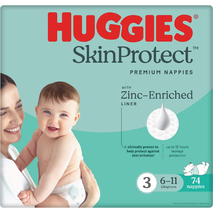 Huggies Skin Protect Nappies Crawler Boys & Girls 6-11kg Size 3 74pack