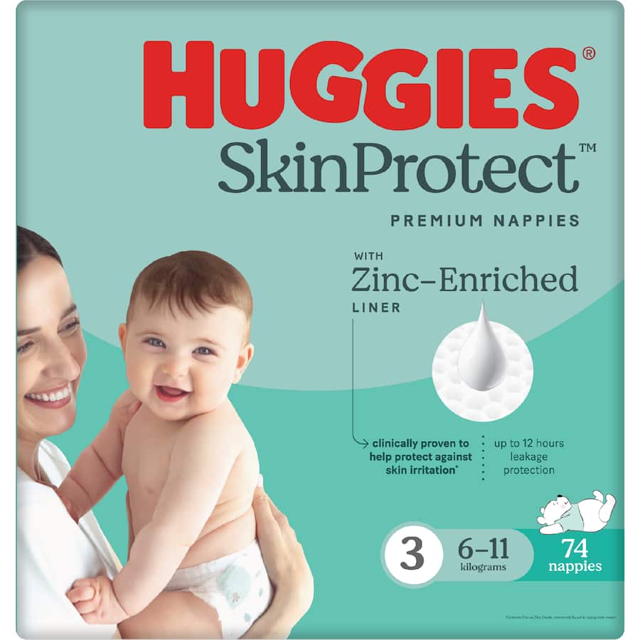 Huggies Skin Protect Nappies Crawler Boys & Girls 6-11kg Size 3 74pack