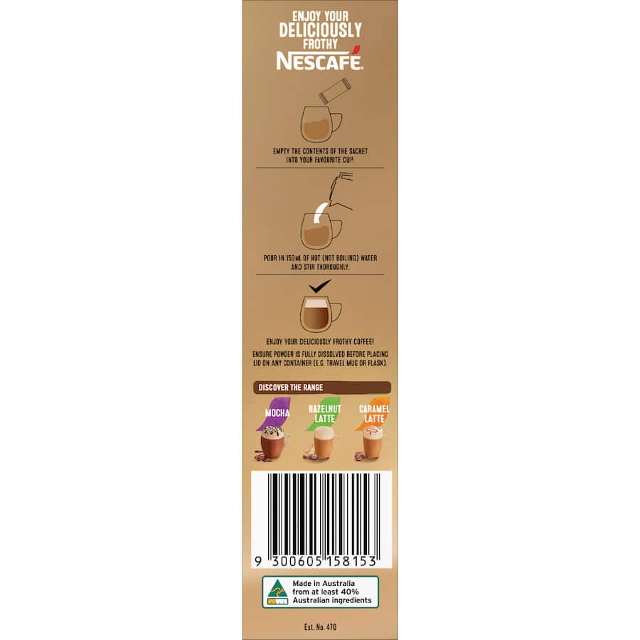 Nescafe Coffee Sachets Velvety White Chocolate Mocha 8 pack 136g