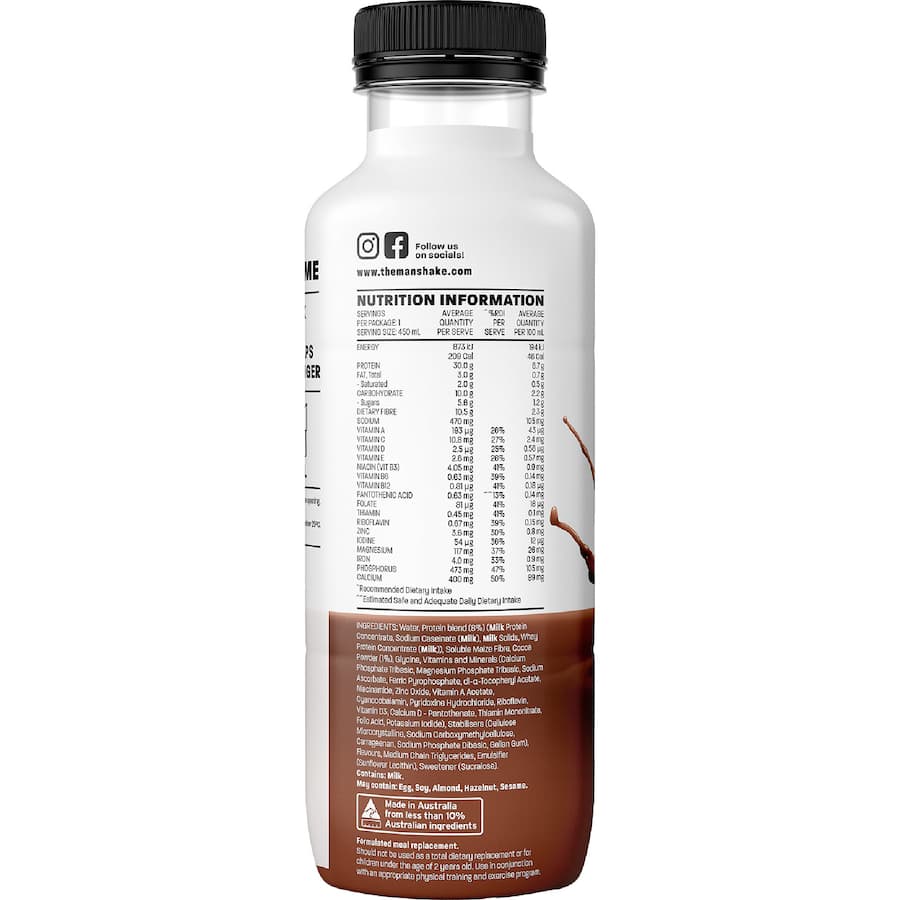 The Man Shake Meal Replacement High Protein Chocolate 450mL