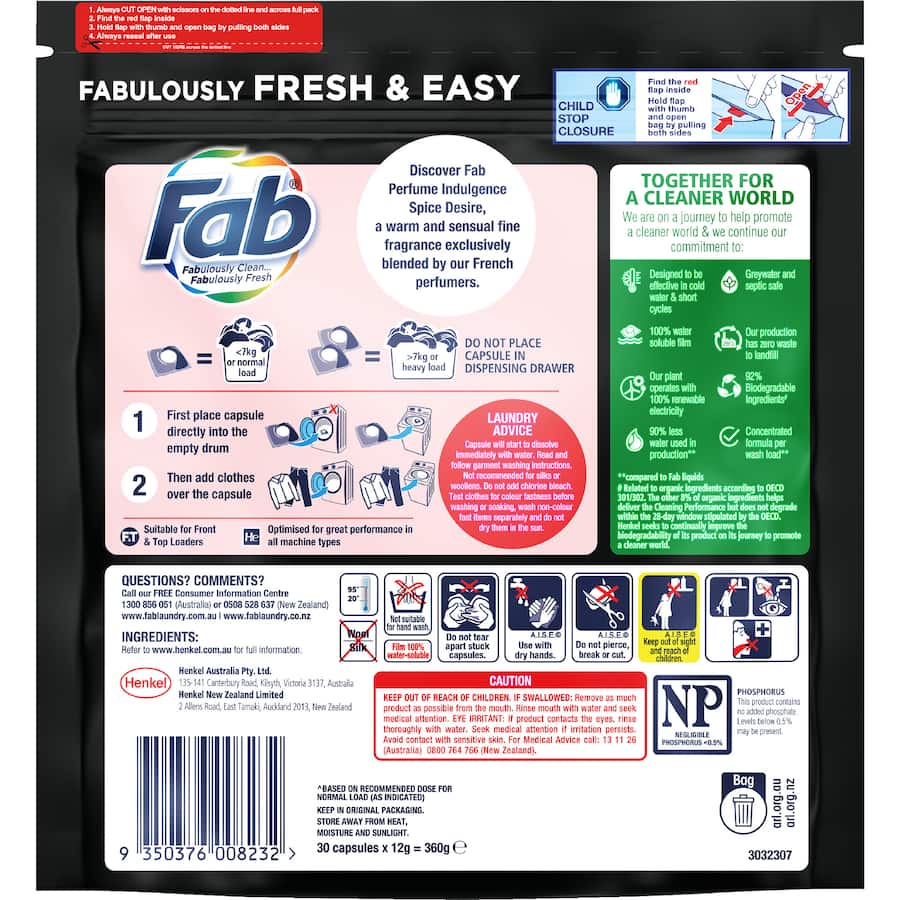 Fab Laundry Capsules Spice Desire 30pack