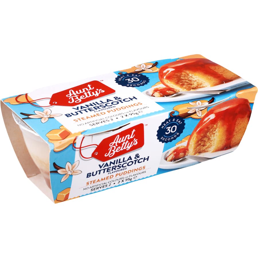 Aunt Bettys Steamed Pudding Vanilla Butterscotch Pottles 2x95g