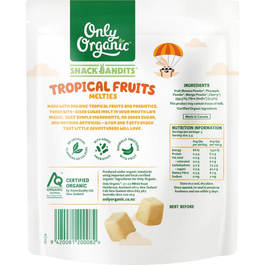 Only Organic Snack Bandits Baby Snacks Melties Tropical Fruits 15g