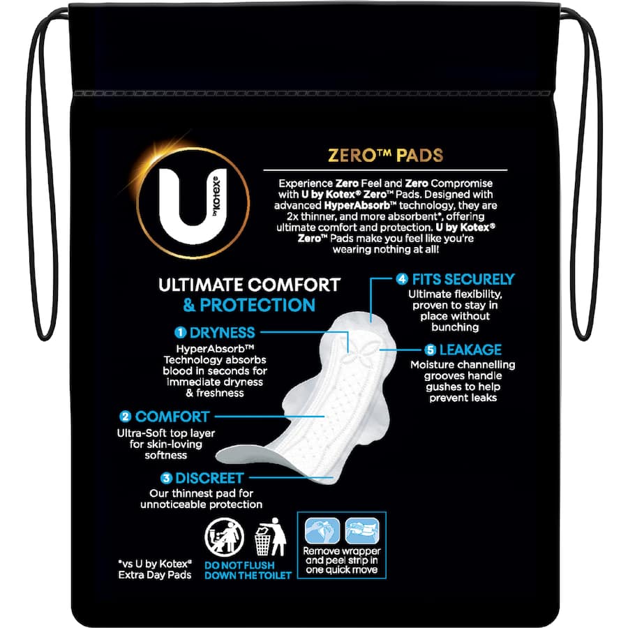 U By Kotex Pads Zero Regular With Wings 12 pack