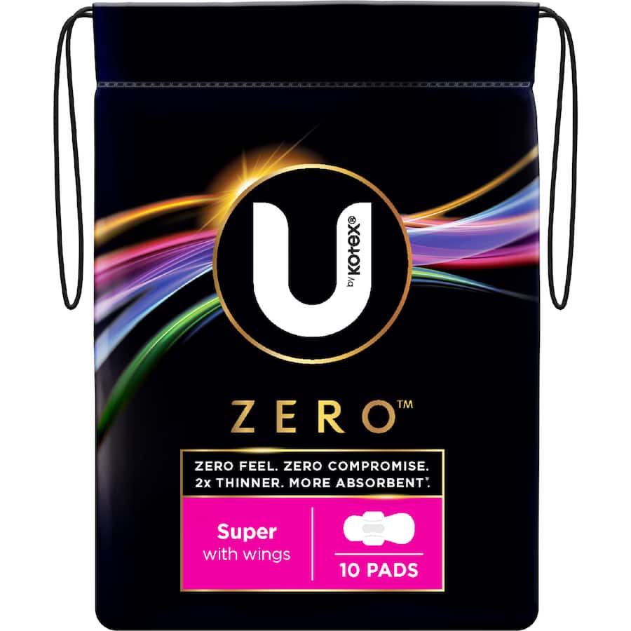 U By Kotex Pads Zero Super With Wings 10 pack