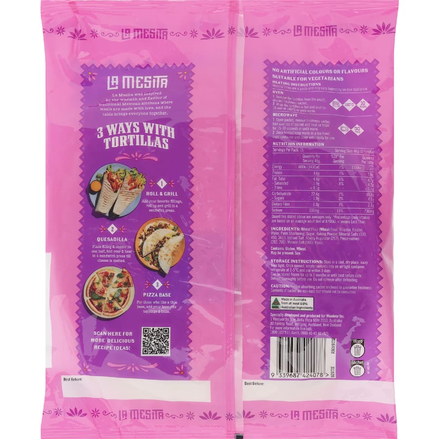La Mesita Burrito Tortilla 15 pack 690g