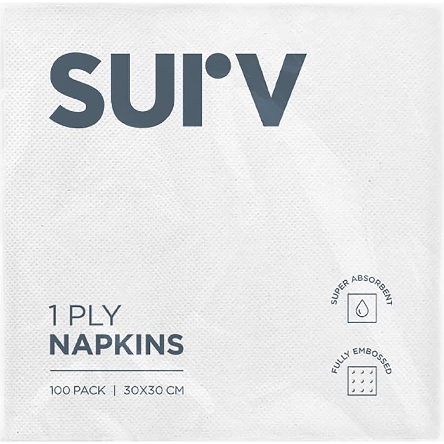 Surv Napkins Paper 1 Ply - 100 pack