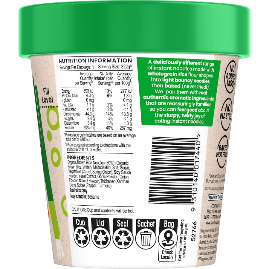 Sunrice Instant Noodles Cup Asian Chicken - 62g