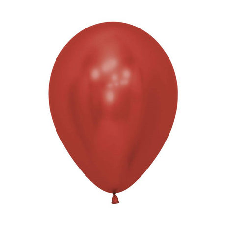 Pack of 50 Sempertex 30cm crystal reflex red latex balloons, perfect for vibrant party decor and celebrations.