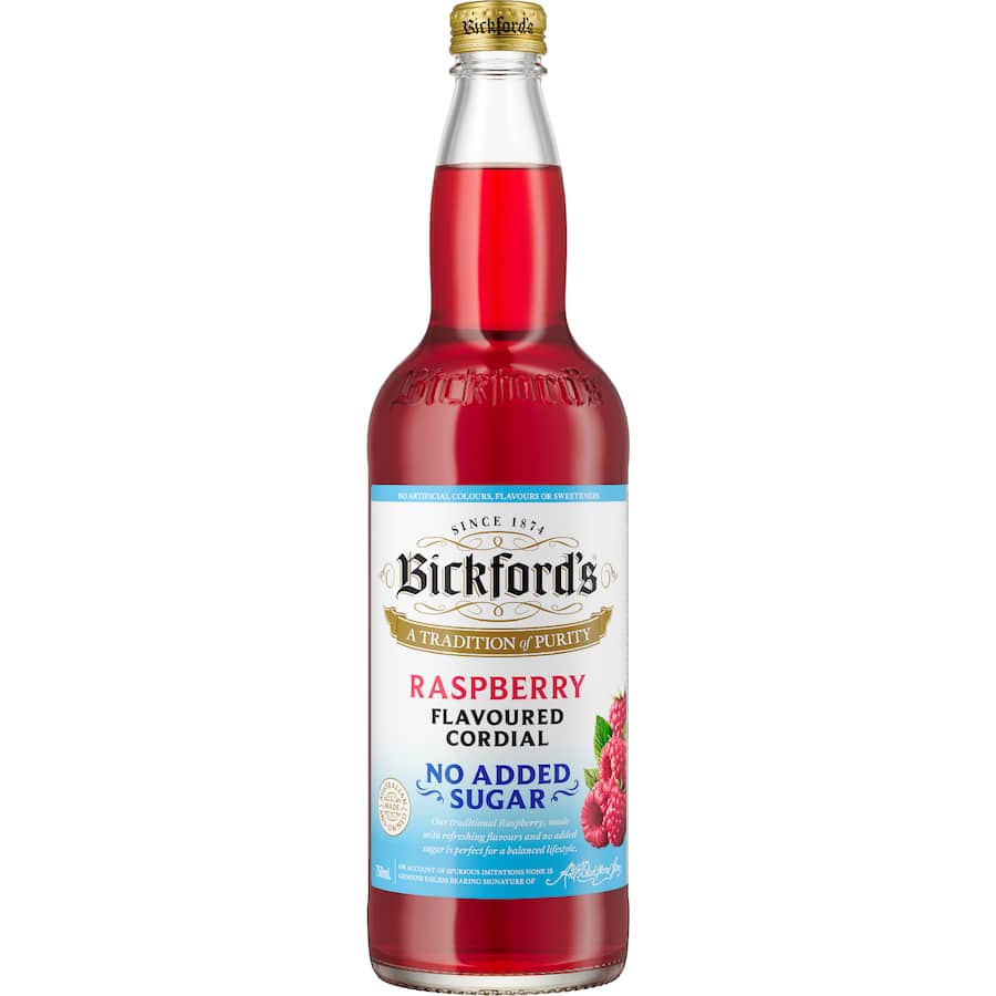 Bickfords Cordial Raspberry No Added Sugar 750mL