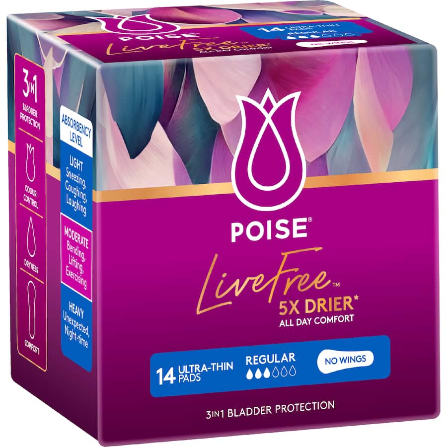 Poise Live Free Pads Ultrathin Regular 14pack