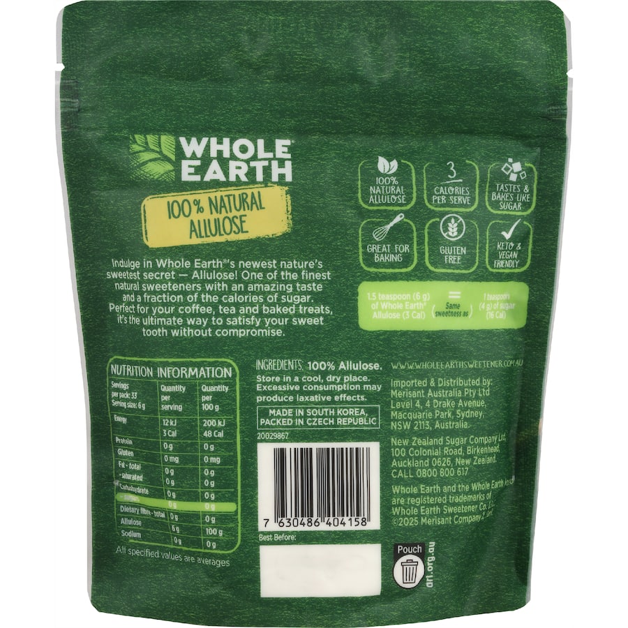 Whole Earth Sugar Substitute 100% Natural Allulose 200g