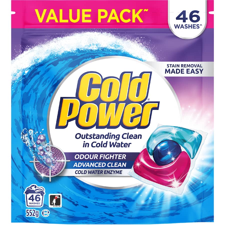 Cold Power Laundry Capsules Odour Fighter 46pack