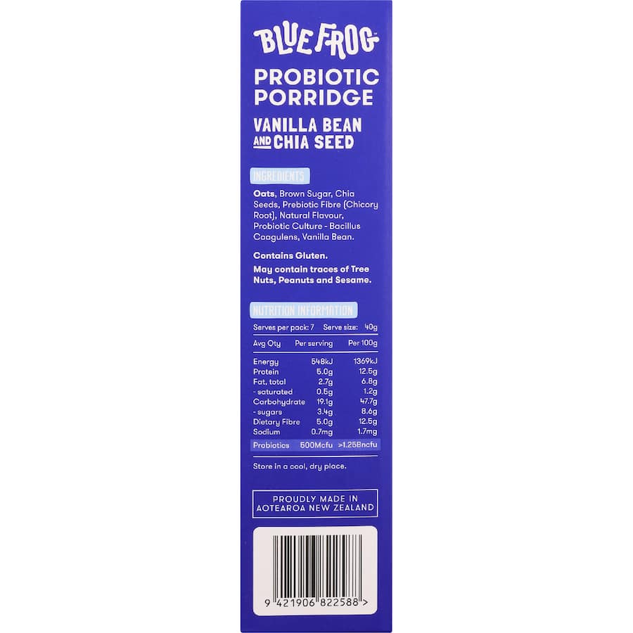 Blue Frog Porridge Vanilla Bean & Chia Seed - 7 x 40g