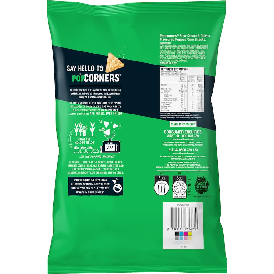 Popcorners Corn Snacks Our Cream & Chives - 130g