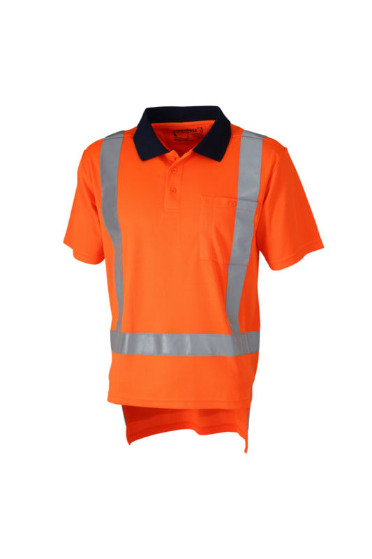 Workhorse, TTMC Micromesh Polo MSH166 - Fluro Ora/Navy - L