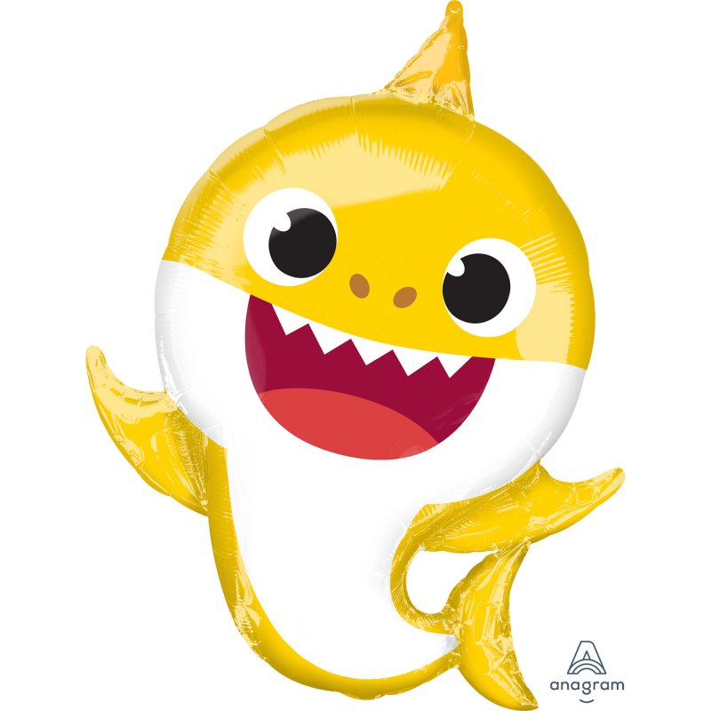 Vibrant 91cm Baby Shark foil balloon, perfect for festive celebrations and children's parties.