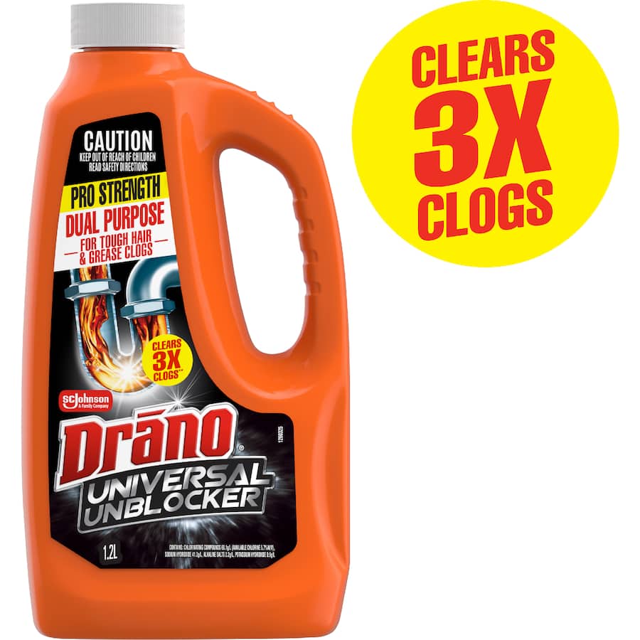 Drano Universal Unblocker Pro Strength, Dual Purpose 1.2L