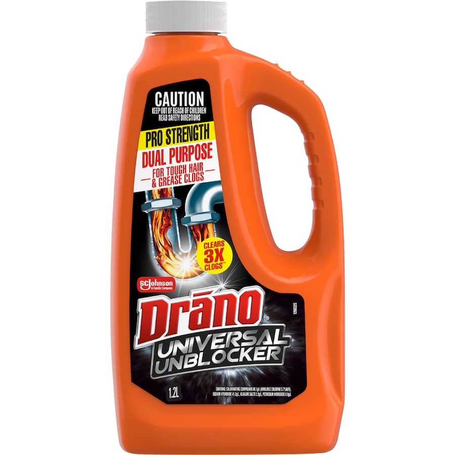 Drano Universal Unblocker Pro Strength, Dual Purpose 1.2L