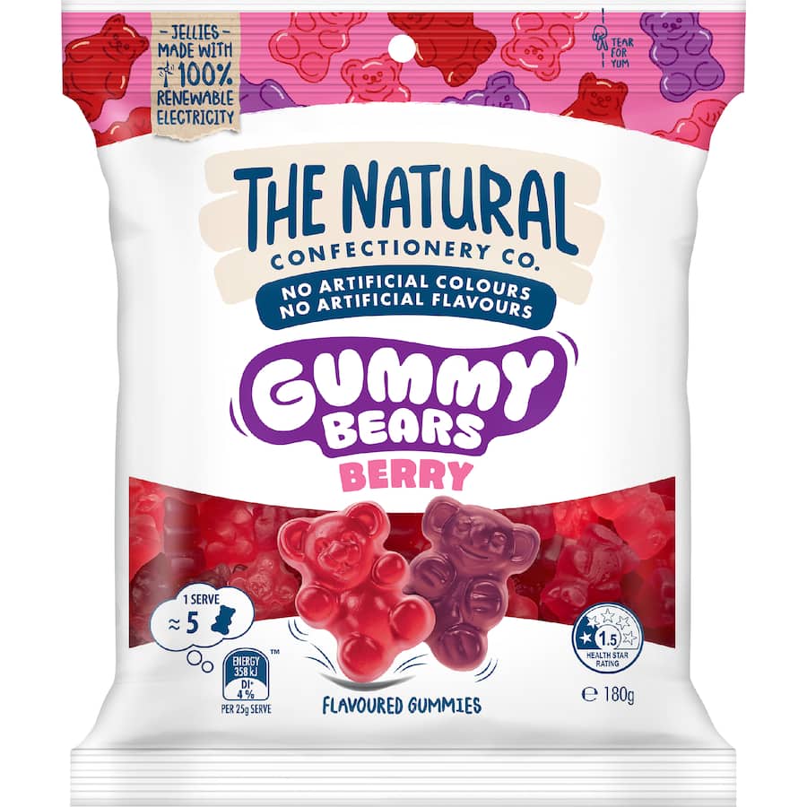 The Natural Confectionery Co. Sweets Gummy Bears Berry 180g