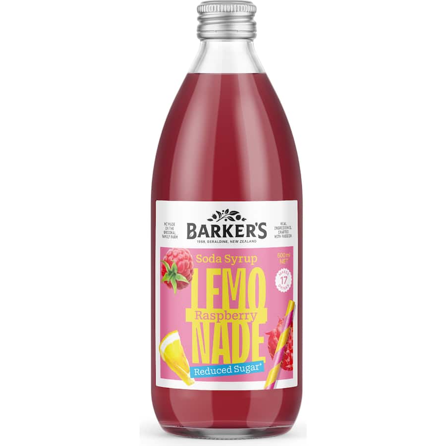 Barkers Soda Syrup Raspberry Lemonade 500mL