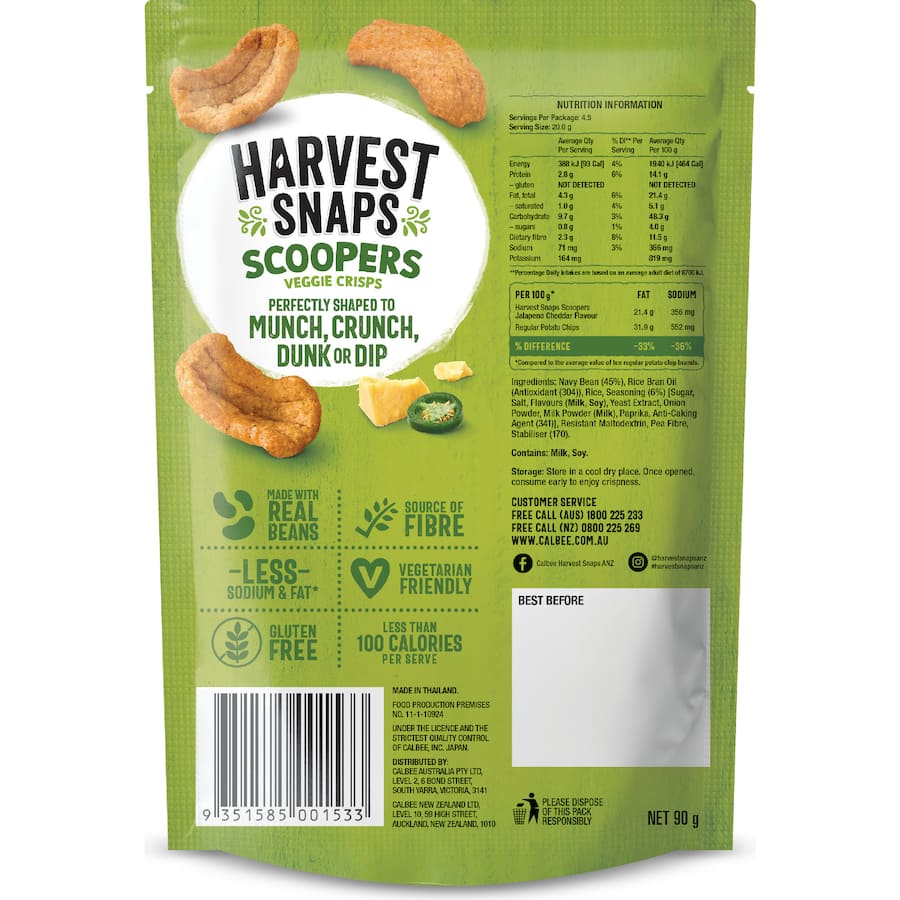 Harvest Snaps Scoopers Jalapeno Cheddar 90g