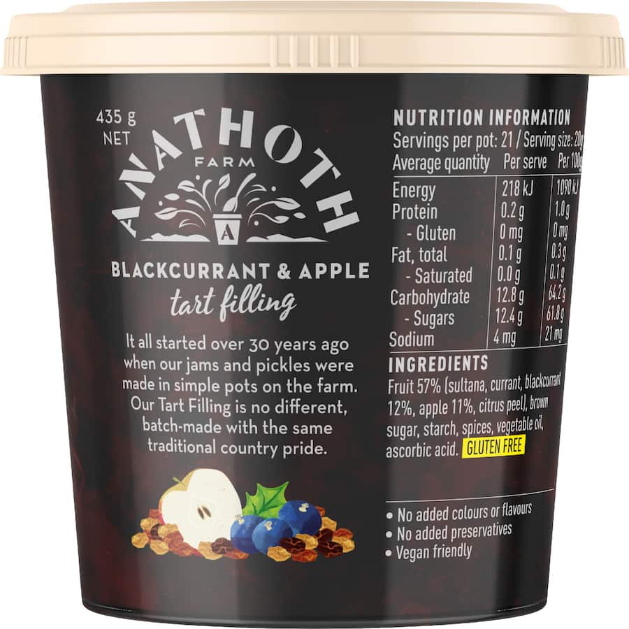 Anathoth Tart Filling Blackcurrant & Apple 435g