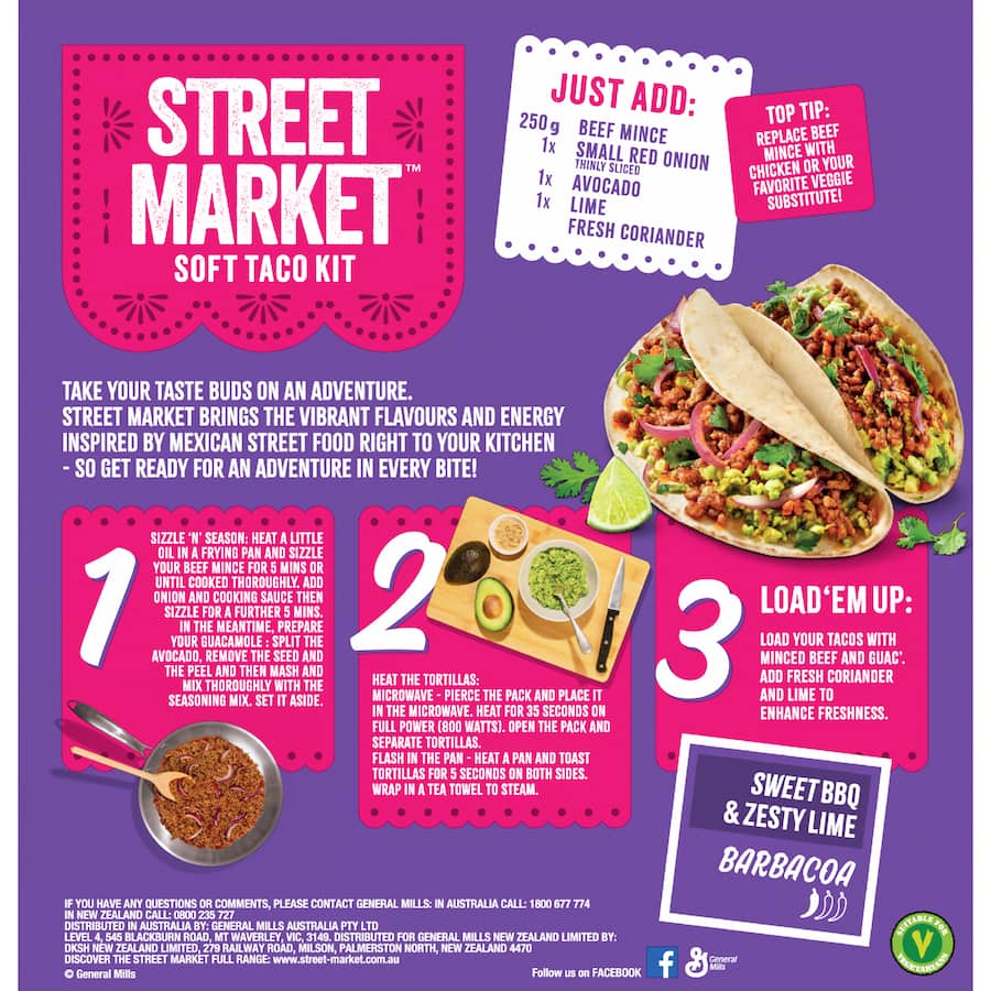 Old El Paso Street Market Soft Taco Kit Sweet Bbq, Zesty Lime Barbacoa 255g