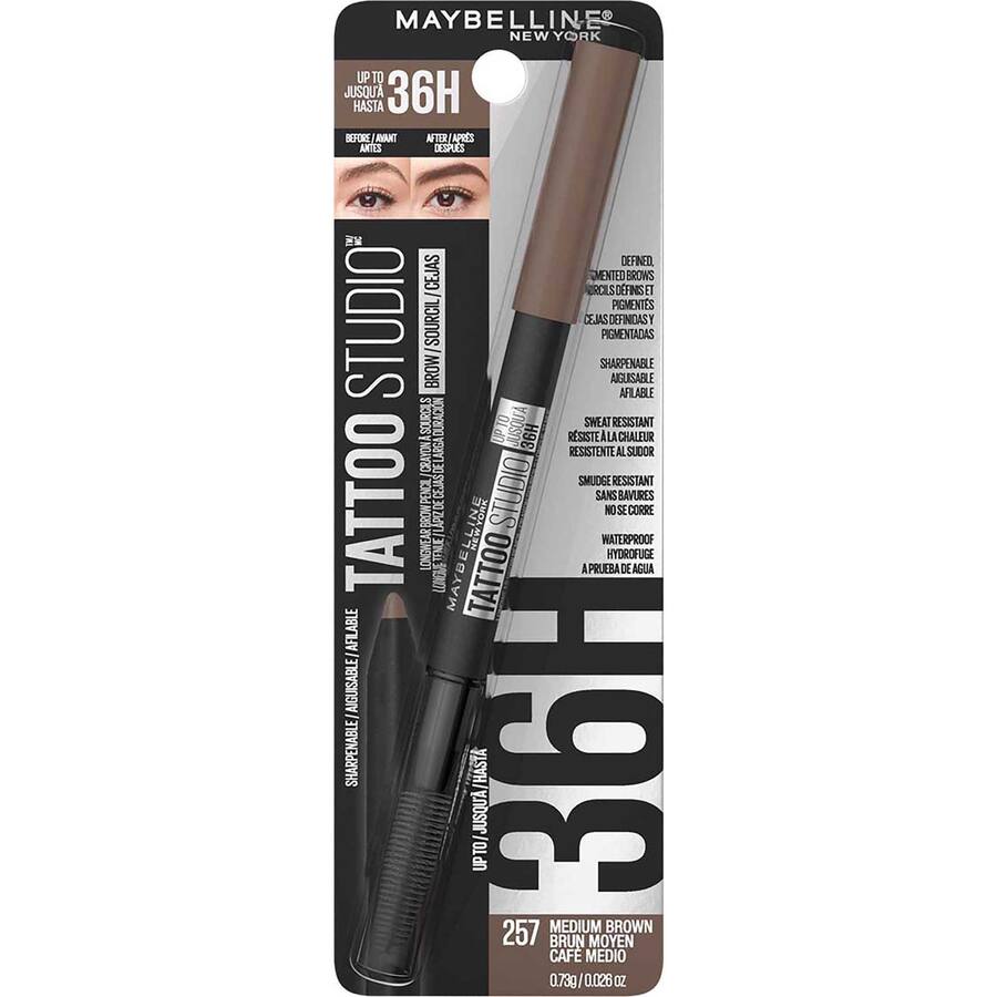 Maybelline 36 Hour Tattoo Brow Pencil Medium Brown - 0.73g