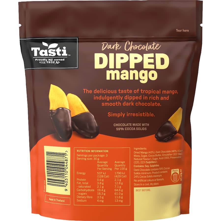 Tasti Dried Mango Dark Chocolate Dipped - 90g