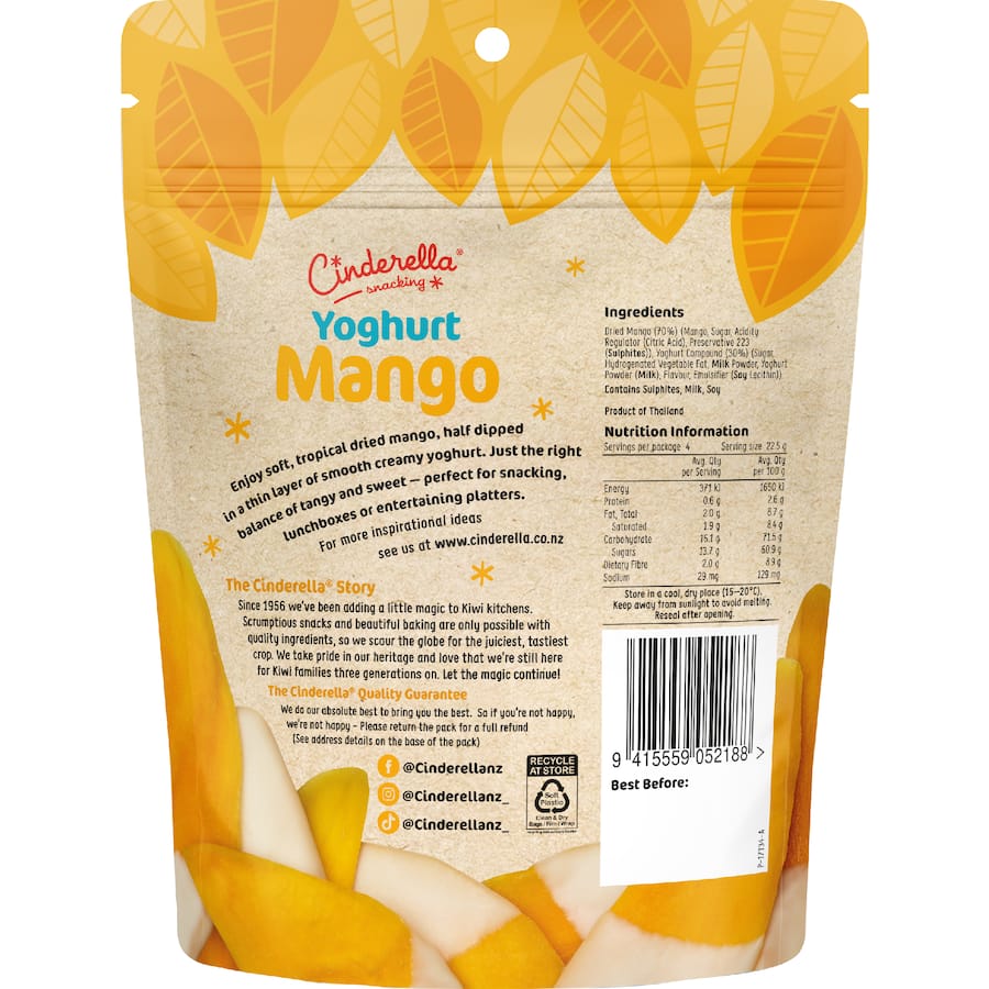 Cinderella Dried Mango Yoghurt Dipped - 90g