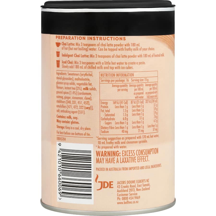 Bell Chai Latte Spiced Sugar Free 240g