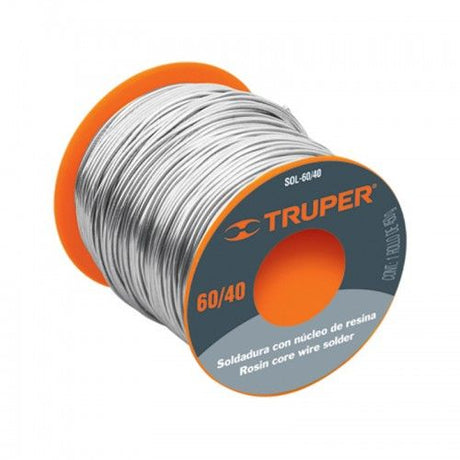 Truper Resincore Solder 60/40 reel, 450g, 76m length, ideal for electronics with resin core for clean, fast soldering.