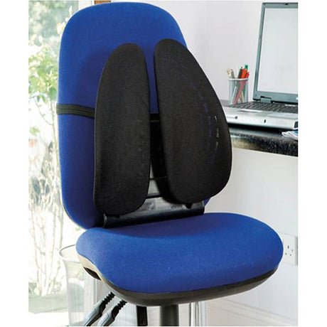 Kensington SmartFit Conform Back Support with adjustable height and ventilated design for personalized lumbar comfort.