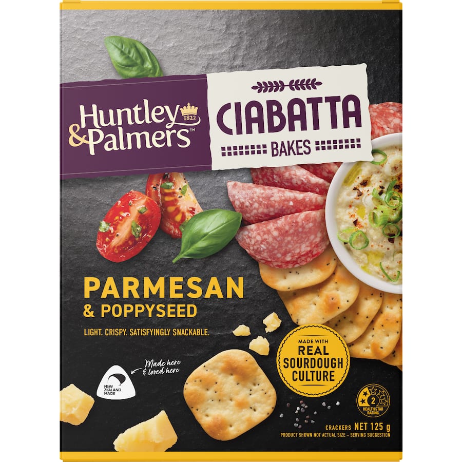 Huntley & Palmers Ciabatta Crackers Parmesan & Cheese Baked 125g