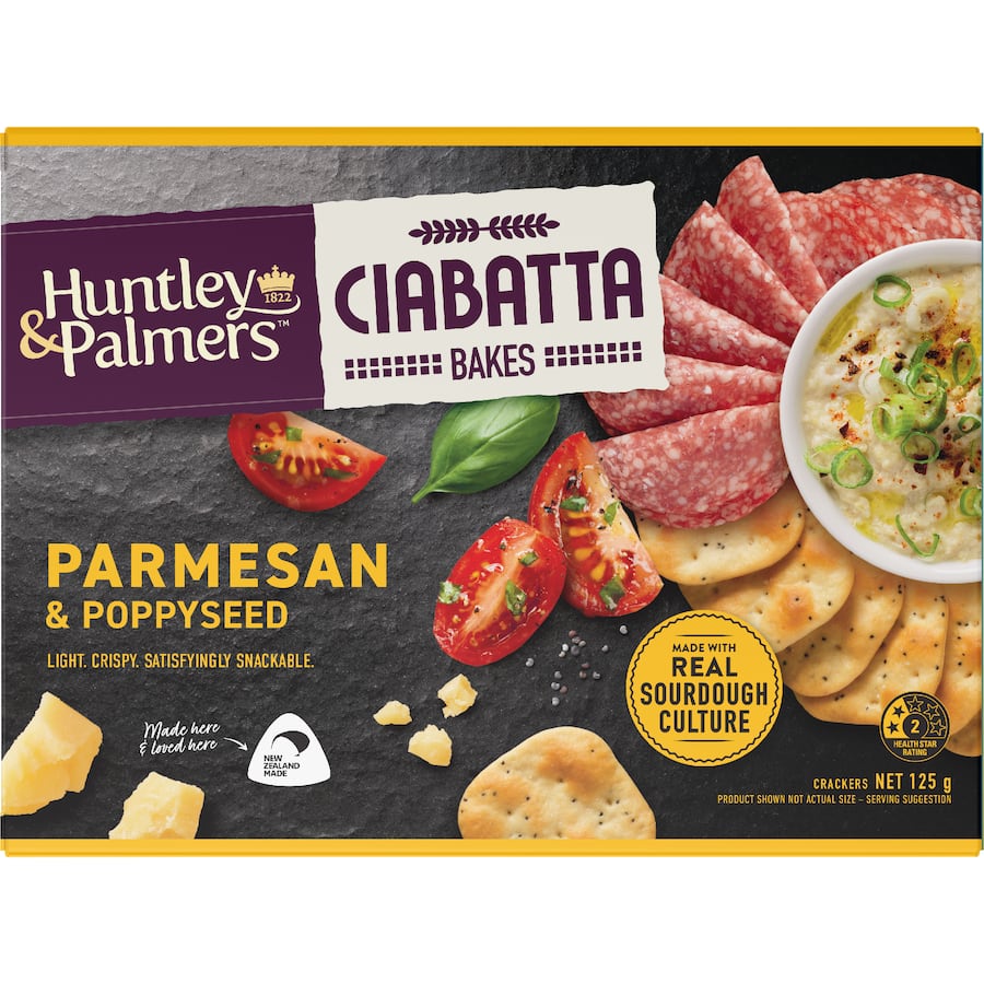 Huntley & Palmers Ciabatta Crackers Parmesan & Cheese Baked 125g
