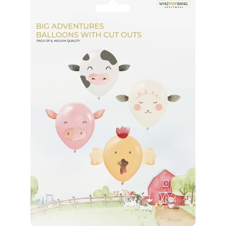 Whiz Pop Bang Balloons With Cut Outs 6pack