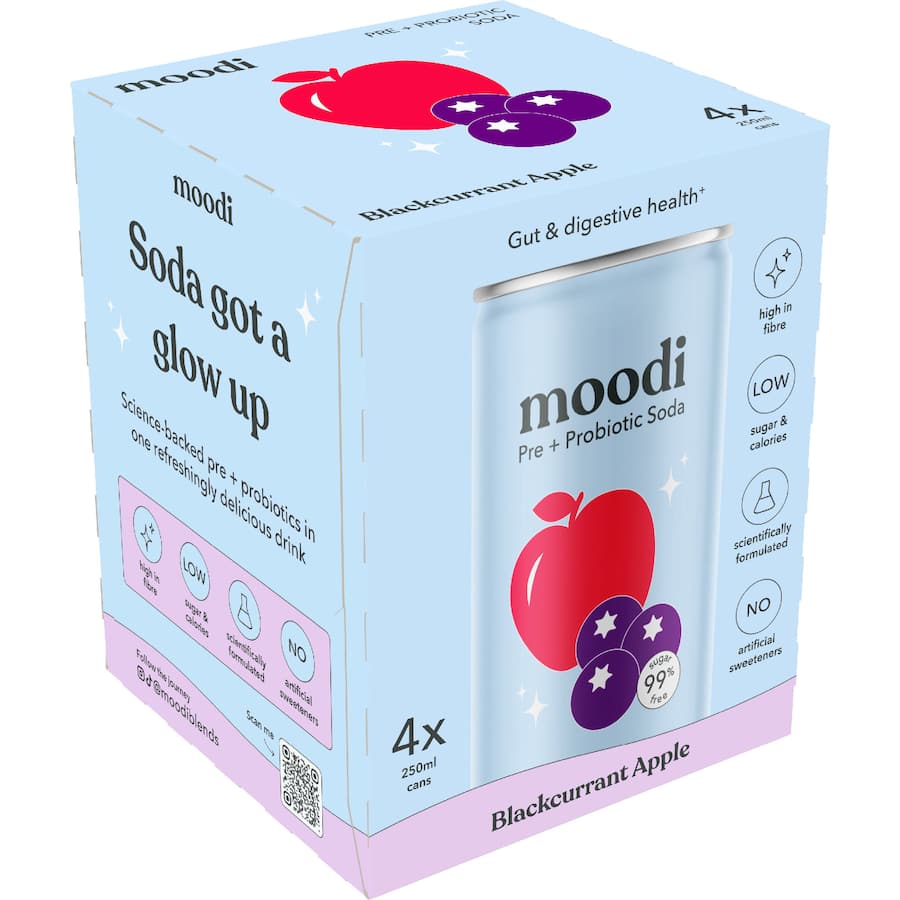 Moodi Pre + Probiotic Soda Blackcurrant Apple 1000mL