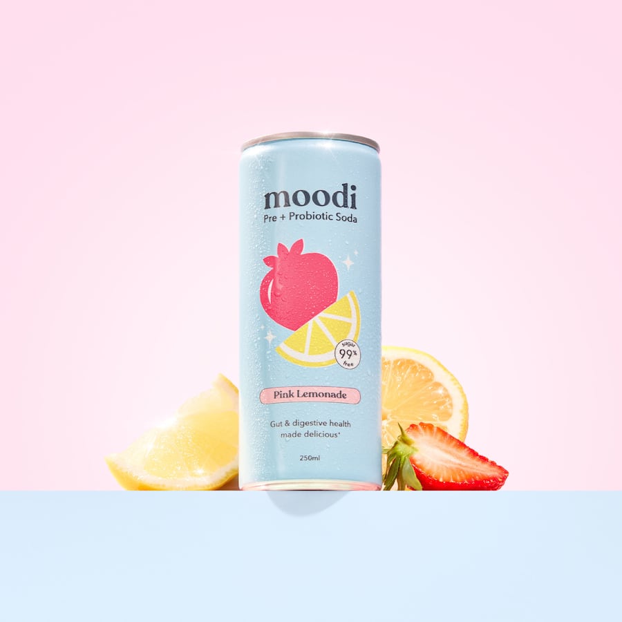 Moodi Pre + Probiotic Soda Pink Lemonade 4 pack 1000mL