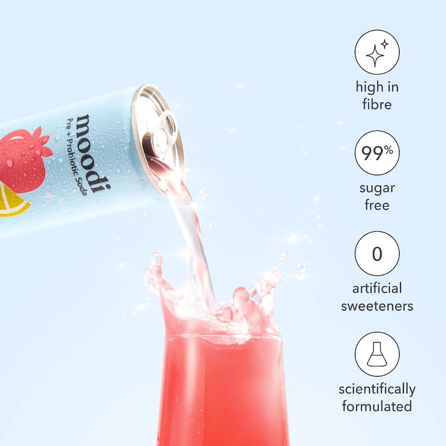Moodi Pre + Probiotic Soda Pink Lemonade 4 pack 1000mL