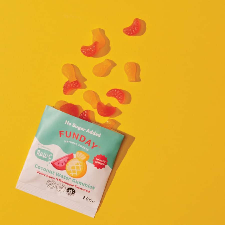 Funday Natural Sweets Coconut Water Gummies Watermelon & Pineapple Flavour 50g