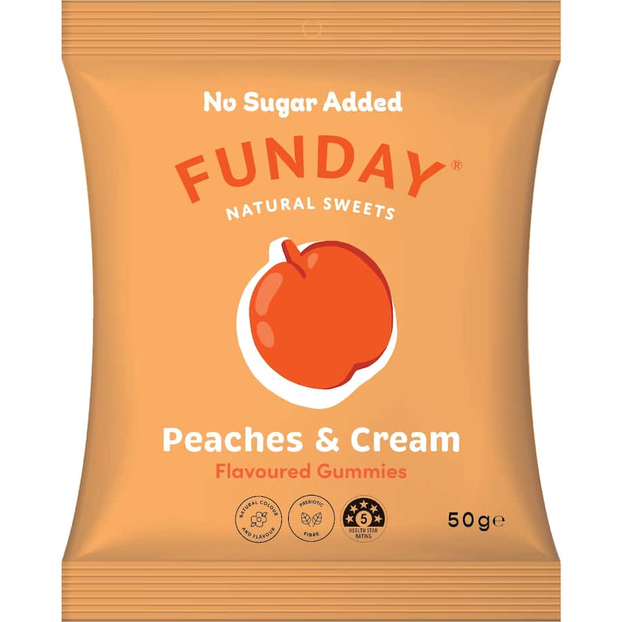 Funday Natural Sweets Gummies Peaches & Cream Flavoured 50g