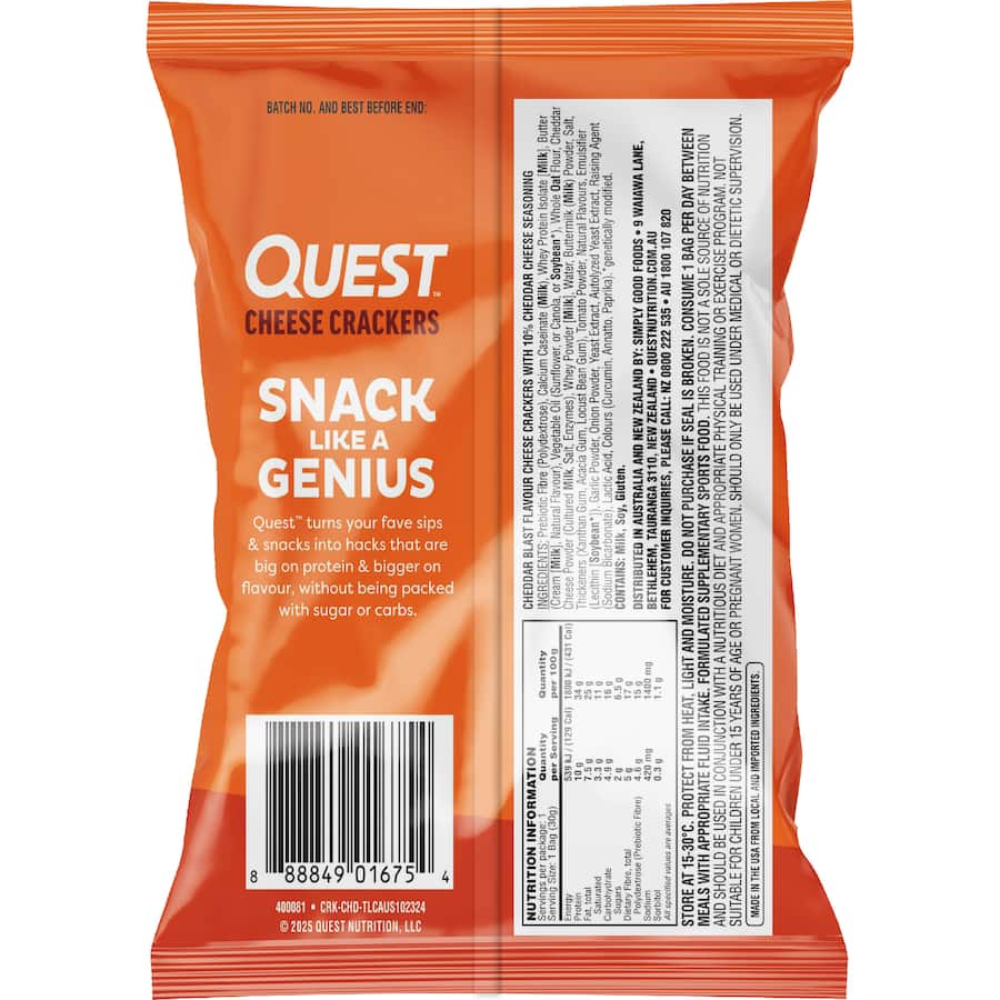 Quest Cheese Crackers Cheddar Blast 30g