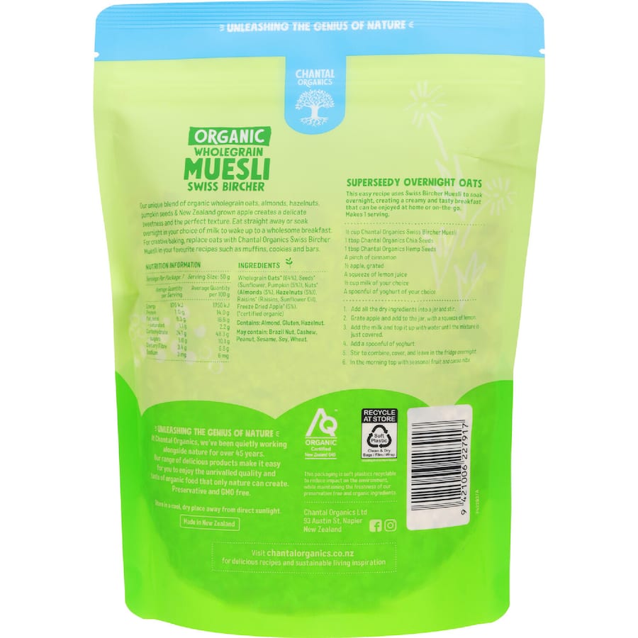 Chantal Organics Muesli Swiss Bircher 350g