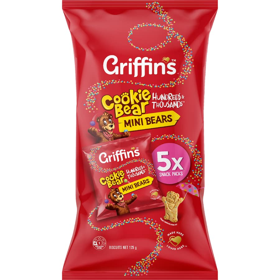 Griffins Cookie Bear Biscuits 100s & 1000s Mini Bears 5 pack 125g