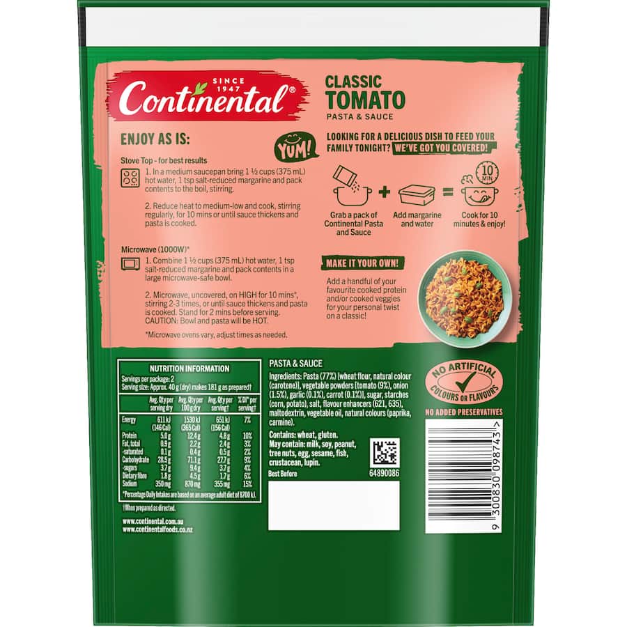Continental Pasta & Sauce Classic Tomato - 80g