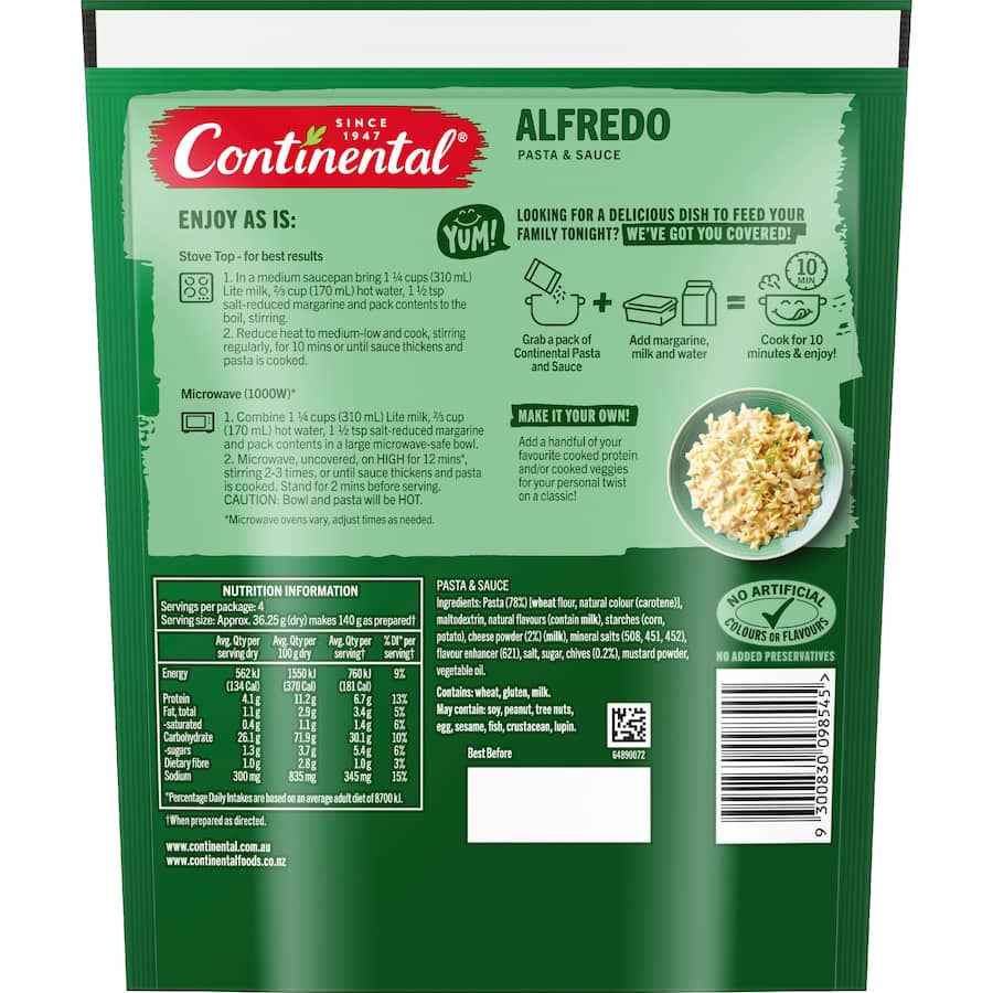 Continental Pasta & Sauce Alfredo - 145g