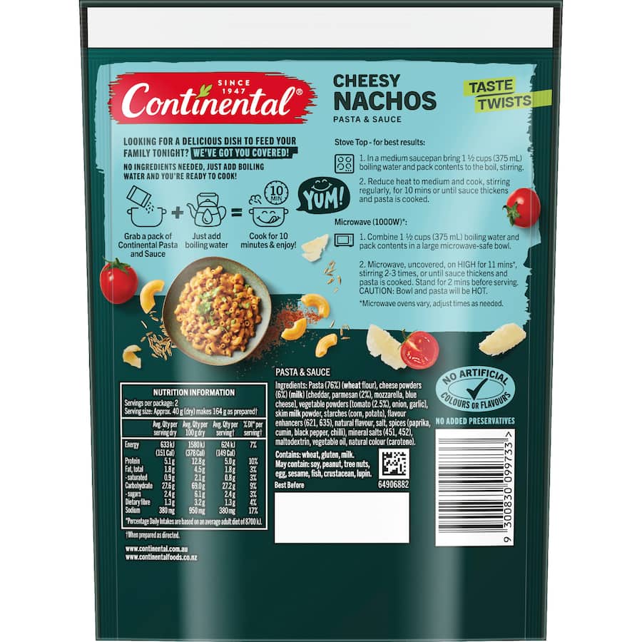 Continental Pasta & Sauce Cheesy Nachos - 80g